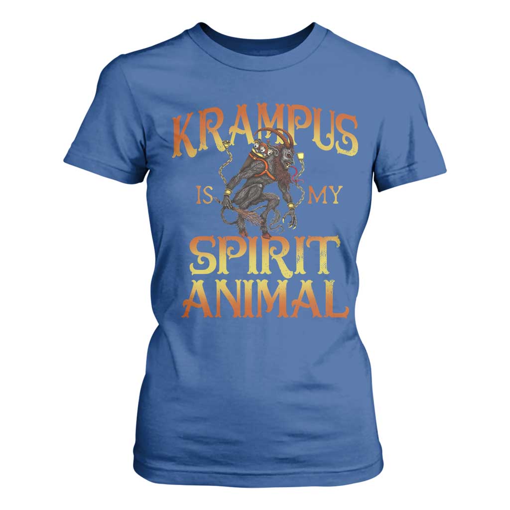 Christmas Krampus is My Spirit Animal T Shirt For Women TS09 Royal Blue Print Your Wear