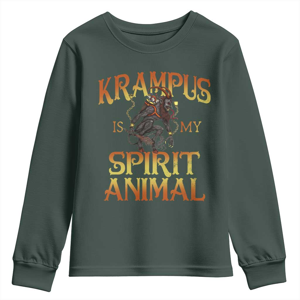 Christmas Krampus is My Spirit Animal Youth Sweatshirt TS09 Dark Forest Green Print Your Wear