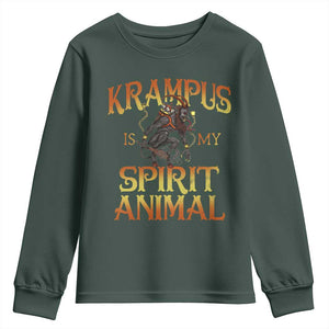 Christmas Krampus is My Spirit Animal Youth Sweatshirt TS09 Dark Forest Green Print Your Wear