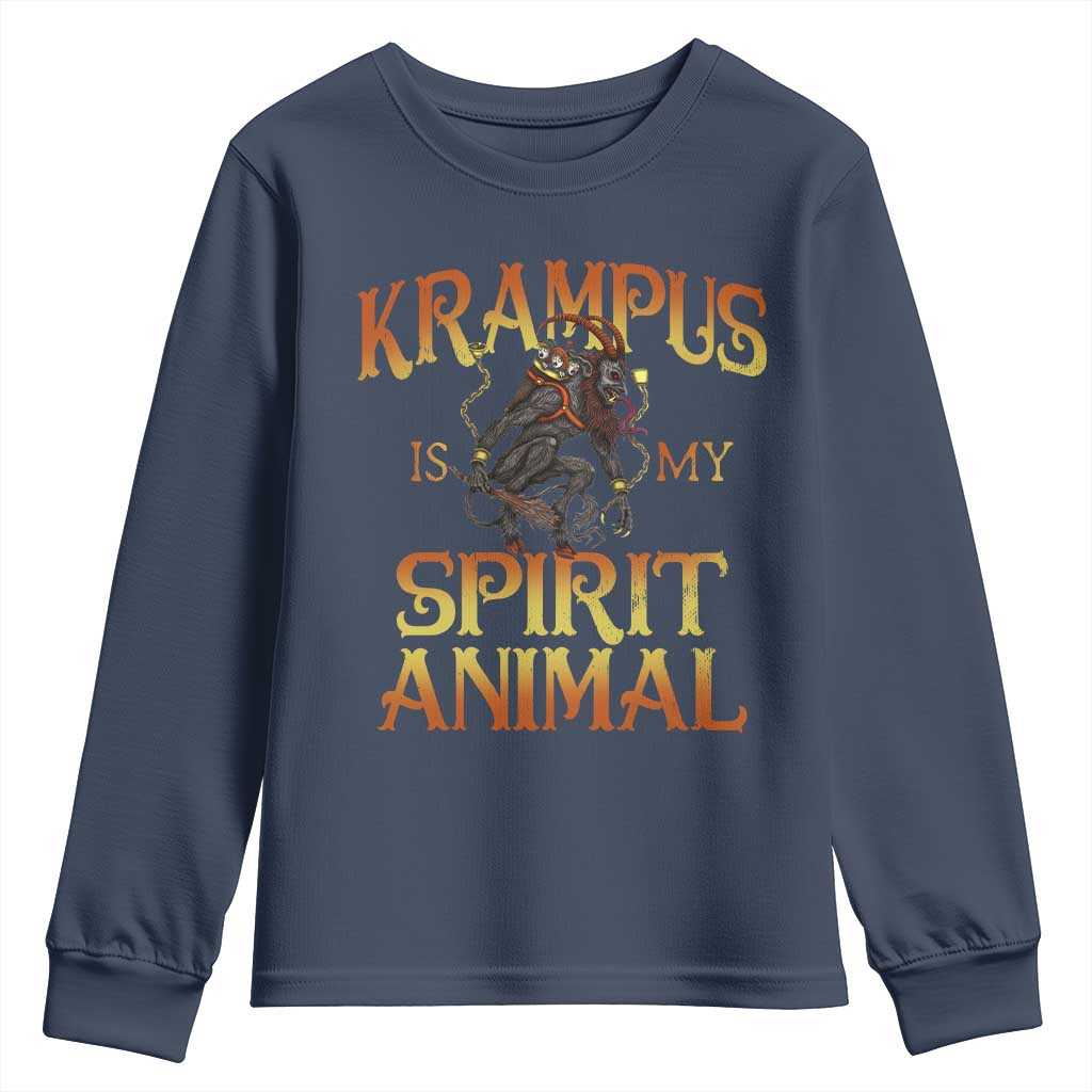 Christmas Krampus is My Spirit Animal Youth Sweatshirt TS09 Navy Print Your Wear