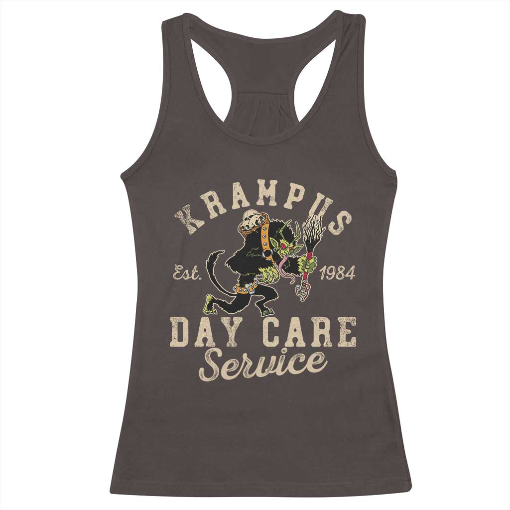 Christmas Krampus Day Care Service Racerback Tank Top TS09 Dark Chocolate Print Your Wear