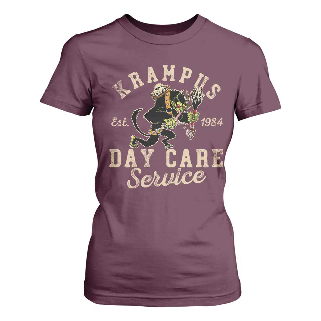 Christmas Krampus Day Care Service T Shirt For Women TS09 Maroon Print Your Wear