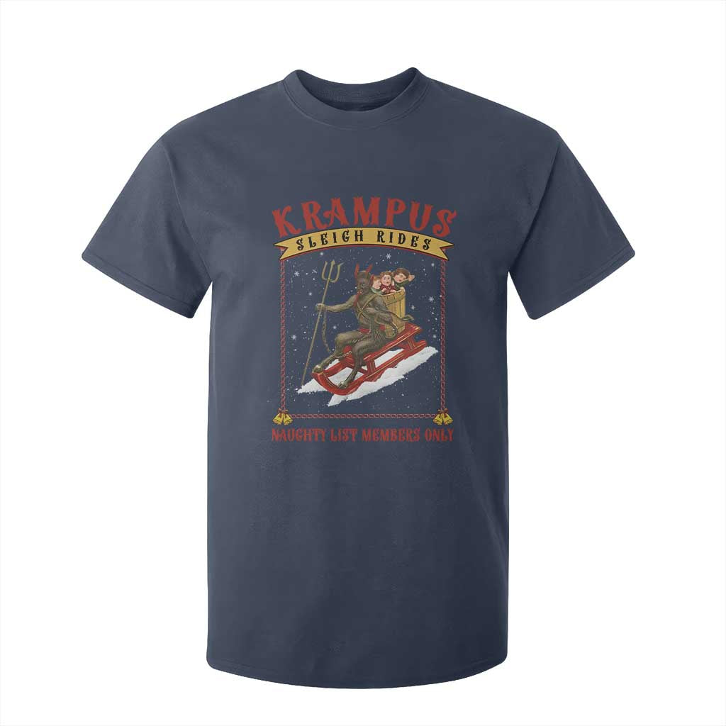 Funny Krampus Sleigh Rides T Shirt For Kid Naughty List Members Only TS09 Navy Print Your Wear
