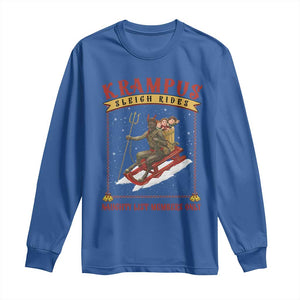 Funny Krampus Sleigh Rides Long Sleeve Shirt Naughty List Members Only TS09 Royal Blue Print Your Wear