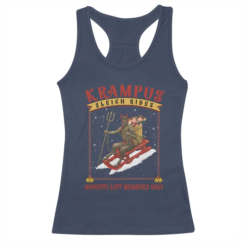 Funny Krampus Sleigh Rides Racerback Tank Top Naughty List Members Only TS09 Navy Print Your Wear