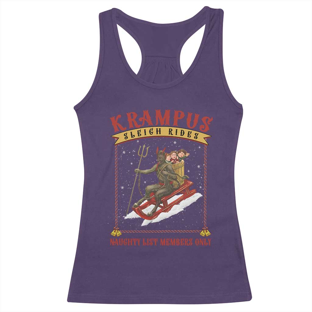 Funny Krampus Sleigh Rides Racerback Tank Top Naughty List Members Only TS09 Purple Print Your Wear