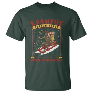 Funny Krampus Sleigh Rides T Shirt Naughty List Members Only TS09 Dark Forest Green Print Your Wear