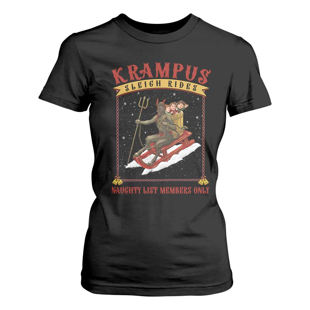 Funny Krampus Sleigh Rides T Shirt For Women Naughty List Members Only TS09 Black Print Your Wear