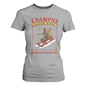 Funny Krampus Sleigh Rides T Shirt For Women Naughty List Members Only TS09 Sport Gray Print Your Wear