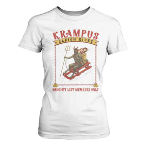 Funny Krampus Sleigh Rides T Shirt For Women Naughty List Members Only TS09 White Print Your Wear