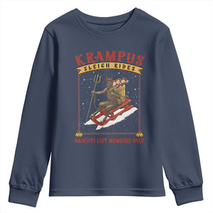 Funny Krampus Sleigh Rides Youth Sweatshirt Naughty List Members Only TS09 Navy Print Your Wear