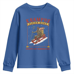 Funny Krampus Sleigh Rides Youth Sweatshirt Naughty List Members Only TS09 Royal Blue Print Your Wear