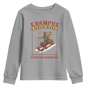 Funny Krampus Sleigh Rides Youth Sweatshirt Naughty List Members Only TS09 Sport Gray Print Your Wear