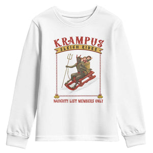 Funny Krampus Sleigh Rides Youth Sweatshirt Naughty List Members Only TS09 White Print Your Wear