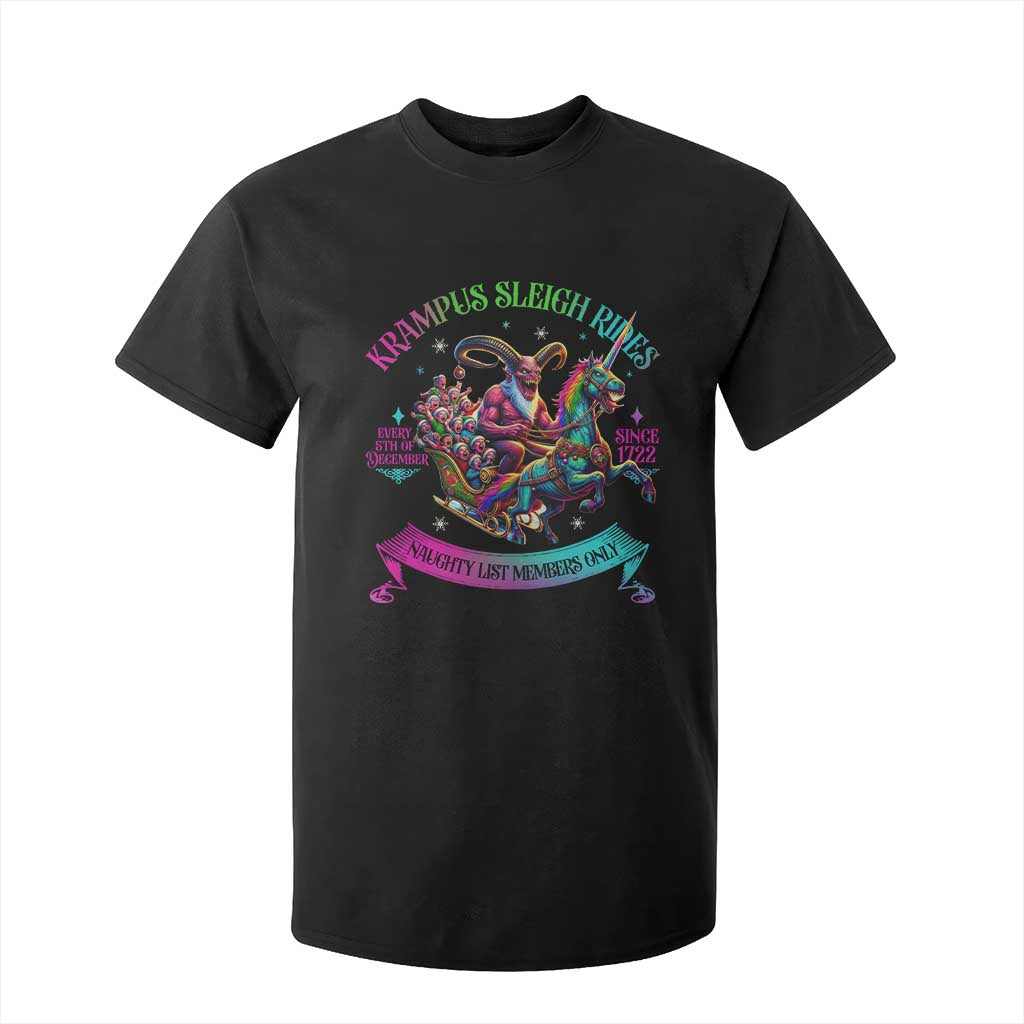 Funny Krampus Sleigh Rides T Shirt For Kid Naughty List Members Only Since 1722 TS09 Black Print Your Wear