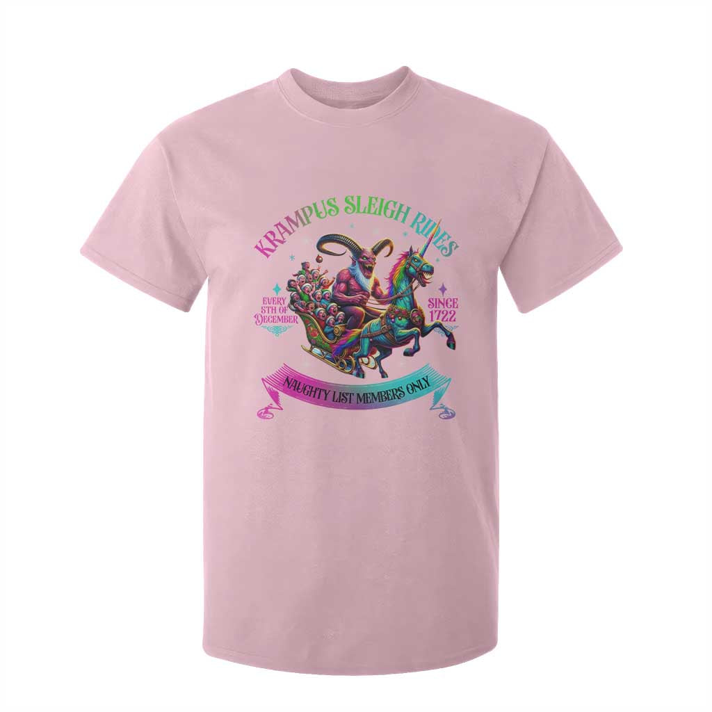 Funny Krampus Sleigh Rides T Shirt For Kid Naughty List Members Only Since 1722 TS09 Light Pink Print Your Wear