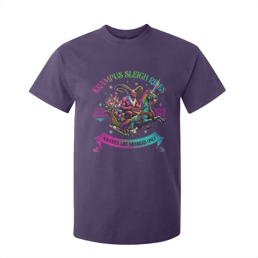 Funny Krampus Sleigh Rides T Shirt For Kid Naughty List Members Only Since 1722 TS09 Purple Print Your Wear