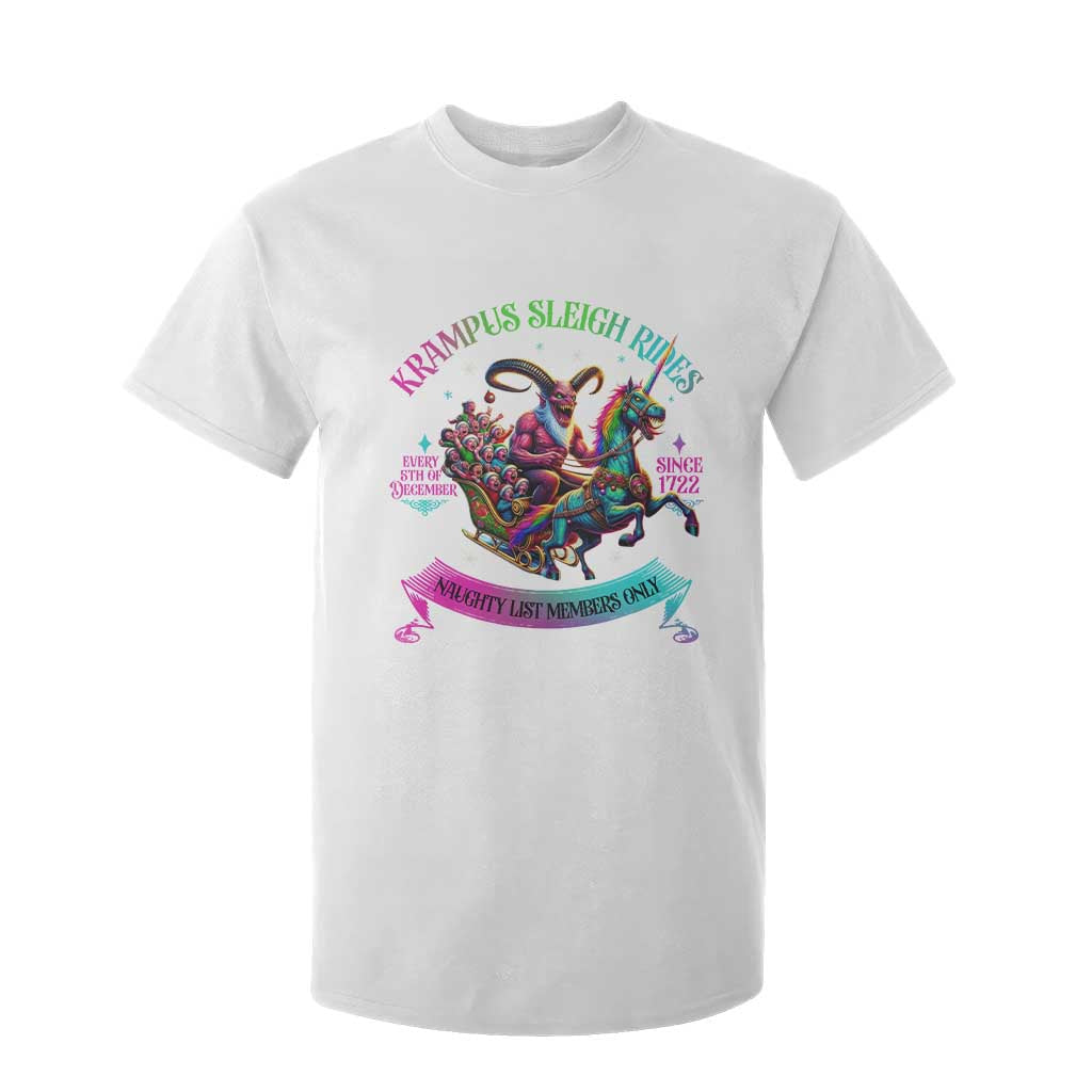 Funny Krampus Sleigh Rides T Shirt For Kid Naughty List Members Only Since 1722 TS09 White Print Your Wear