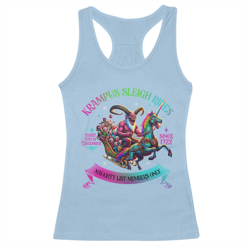Funny Krampus Sleigh Rides Racerback Tank Top Naughty List Members Only Since 1722 TS09 Light Blue Print Your Wear