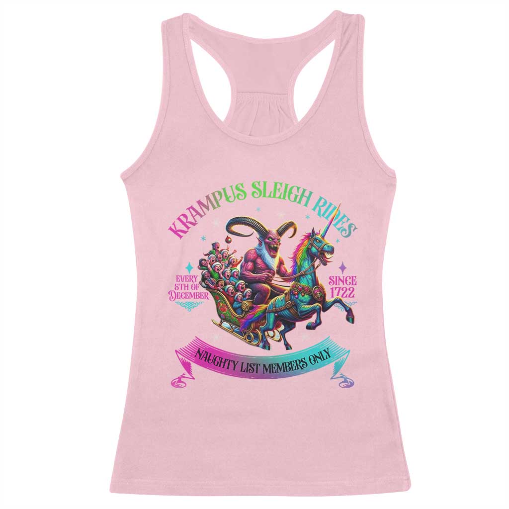 Funny Krampus Sleigh Rides Racerback Tank Top Naughty List Members Only Since 1722 TS09 Light Pink Print Your Wear