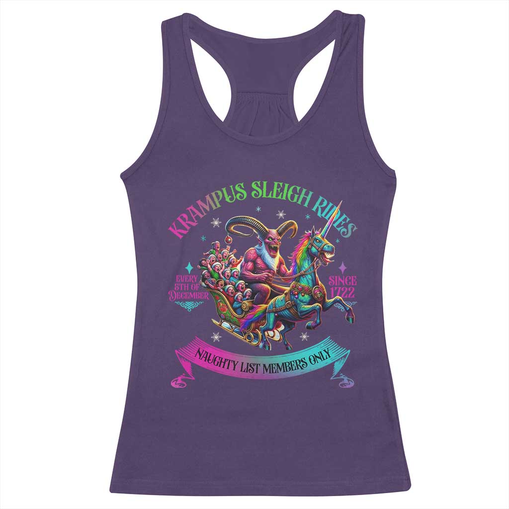Funny Krampus Sleigh Rides Racerback Tank Top Naughty List Members Only Since 1722 TS09 Purple Print Your Wear