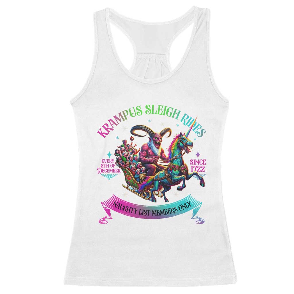 Funny Krampus Sleigh Rides Racerback Tank Top Naughty List Members Only Since 1722 TS09 White Print Your Wear