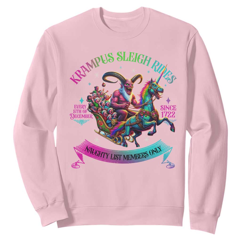 Funny Krampus Sleigh Rides Sweatshirt Naughty List Members Only Since 1722 TS09 Light Pink Print Your Wear
