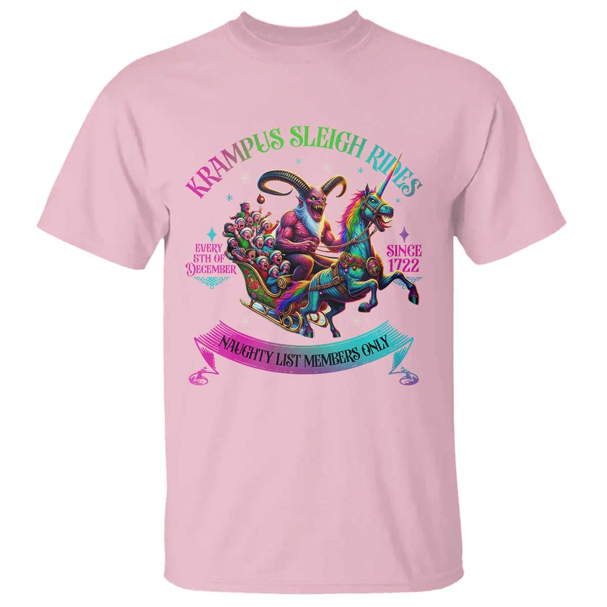 Funny Krampus Sleigh Rides T Shirt Naughty List Members Only Since 1722 TS09 Light Pink Print Your Wear