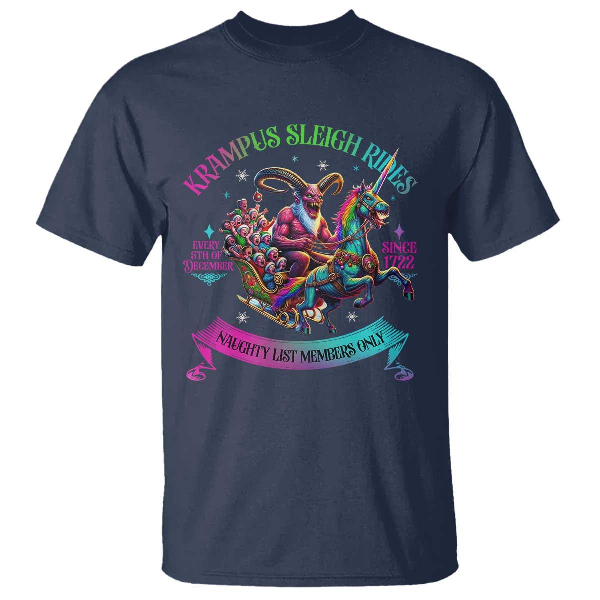 Funny Krampus Sleigh Rides T Shirt Naughty List Members Only Since 1722 TS09 Navy Print Your Wear