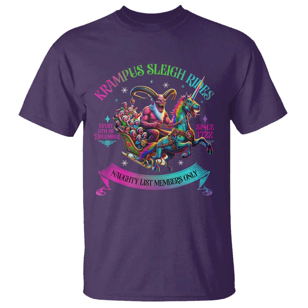 Funny Krampus Sleigh Rides T Shirt Naughty List Members Only Since 1722 TS09 Purple Print Your Wear