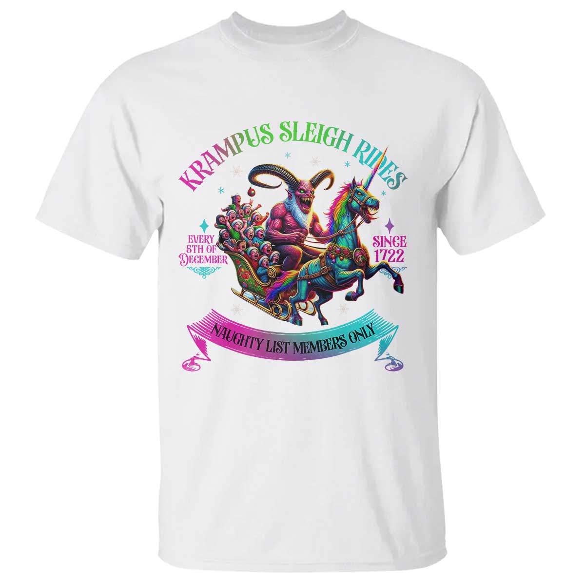 Funny Krampus Sleigh Rides T Shirt Naughty List Members Only Since 1722 TS09 White Print Your Wear