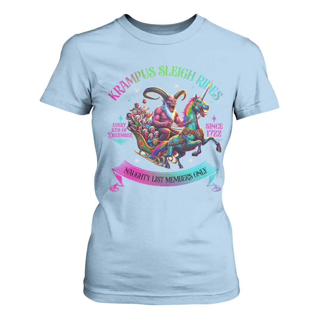 Funny Krampus Sleigh Rides T Shirt For Women Naughty List Members Only Since 1722 TS09 Light Blue Print Your Wear