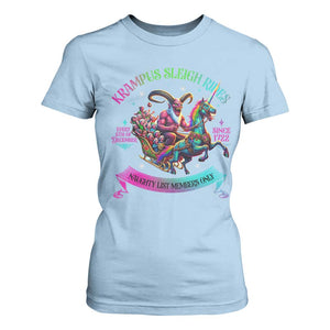 Funny Krampus Sleigh Rides T Shirt For Women Naughty List Members Only Since 1722 TS09 Light Blue Print Your Wear