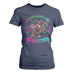 Funny Krampus Sleigh Rides T Shirt For Women Naughty List Members Only Since 1722 TS09 Navy Print Your Wear
