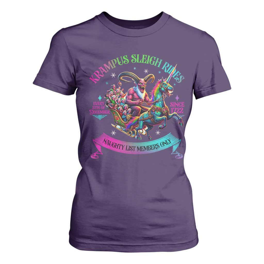 Funny Krampus Sleigh Rides T Shirt For Women Naughty List Members Only Since 1722 TS09 Purple Print Your Wear