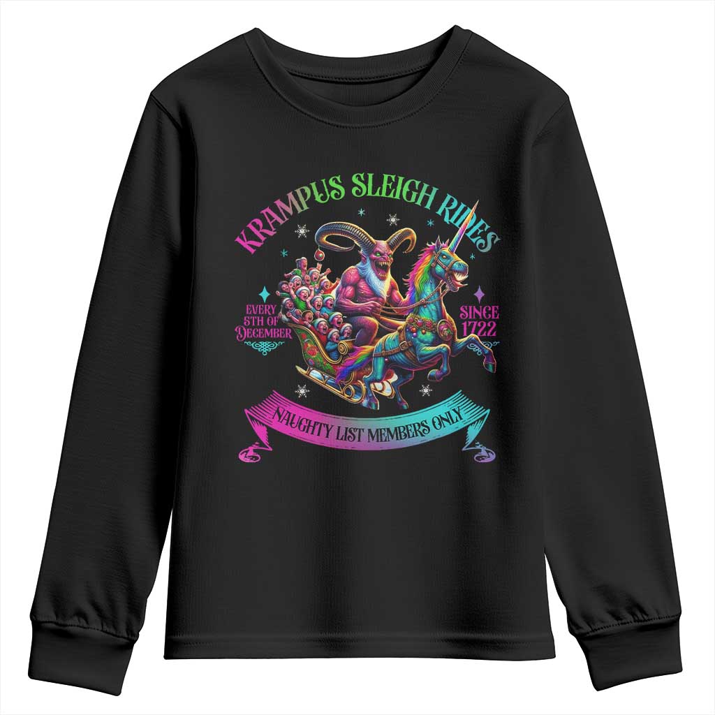 Funny Krampus Sleigh Rides Youth Sweatshirt Naughty List Members Only Since 1722 TS09 Black Print Your Wear