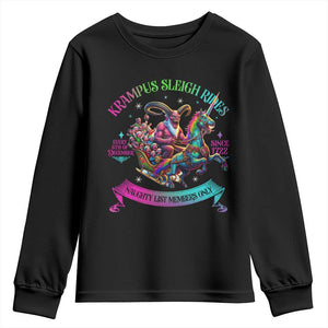 Funny Krampus Sleigh Rides Youth Sweatshirt Naughty List Members Only Since 1722 TS09 Black Print Your Wear