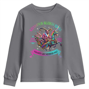 Funny Krampus Sleigh Rides Youth Sweatshirt Naughty List Members Only Since 1722 TS09 Charcoal Print Your Wear