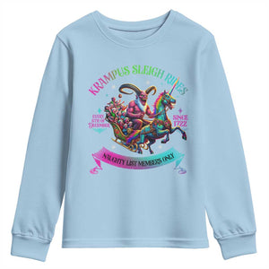 Funny Krampus Sleigh Rides Youth Sweatshirt Naughty List Members Only Since 1722 TS09 Light Blue Print Your Wear