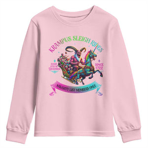 Funny Krampus Sleigh Rides Youth Sweatshirt Naughty List Members Only Since 1722 TS09 Light Pink Print Your Wear