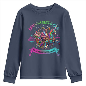 Funny Krampus Sleigh Rides Youth Sweatshirt Naughty List Members Only Since 1722 TS09 Navy Print Your Wear