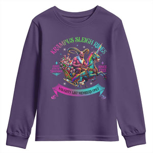Funny Krampus Sleigh Rides Youth Sweatshirt Naughty List Members Only Since 1722 TS09 Purple Print Your Wear