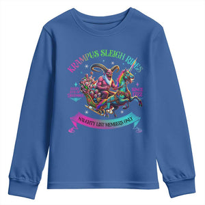 Funny Krampus Sleigh Rides Youth Sweatshirt Naughty List Members Only Since 1722 TS09 Royal Blue Print Your Wear