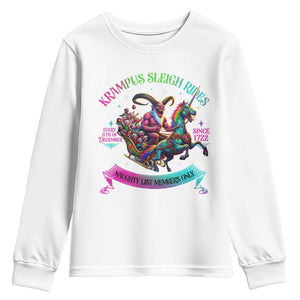 Funny Krampus Sleigh Rides Youth Sweatshirt Naughty List Members Only Since 1722 TS09 White Print Your Wear