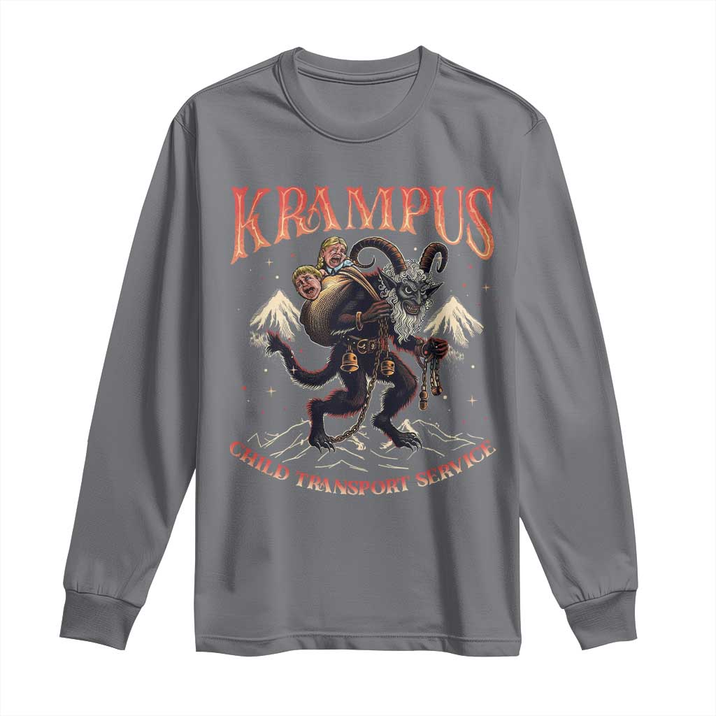 Krampus Long Sleeve Shirt Child Transport Service Spooky Christmas TS09 Charcoal Print Your Wear