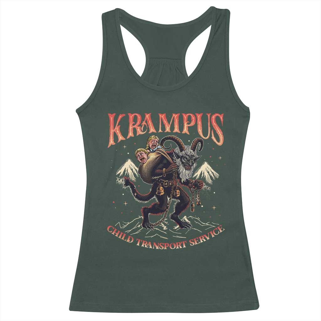 Krampus Racerback Tank Top Child Transport Service Spooky Christmas TS09 Dark Forest Green Print Your Wear