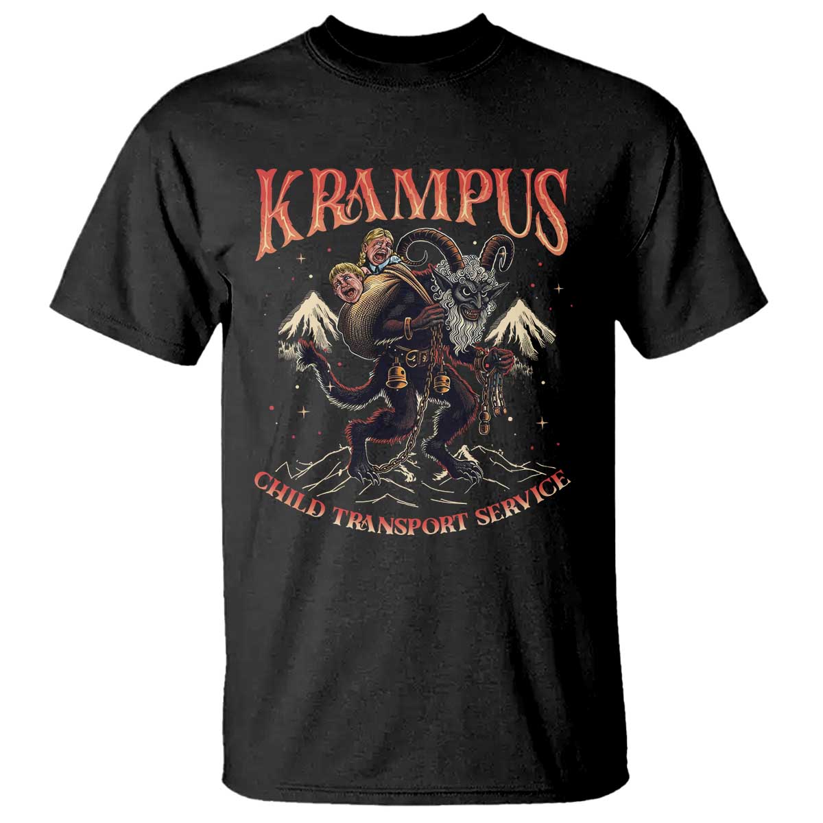 Krampus T Shirt Child Transport Service Spooky Christmas TS09 Black Print Your Wear
