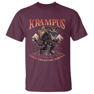 Krampus T Shirt Child Transport Service Spooky Christmas TS09 Maroon Print Your Wear