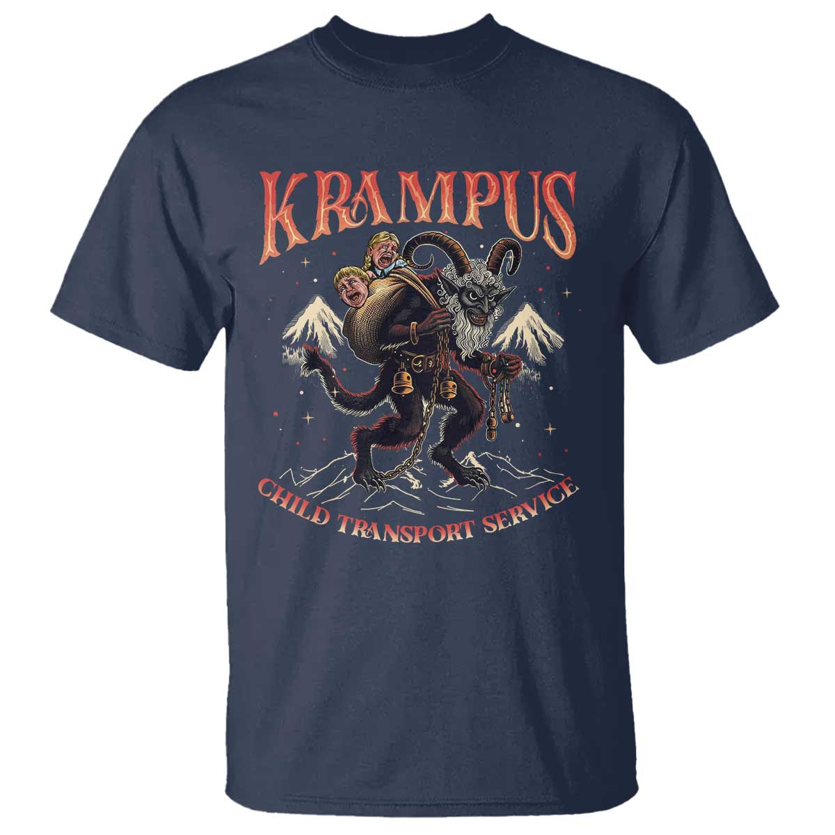 Krampus T Shirt Child Transport Service Spooky Christmas TS09 Navy Print Your Wear
