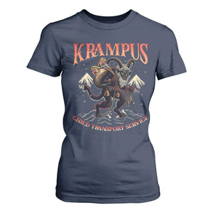 Krampus T Shirt For Women Child Transport Service Spooky Christmas TS09 Navy Print Your Wear